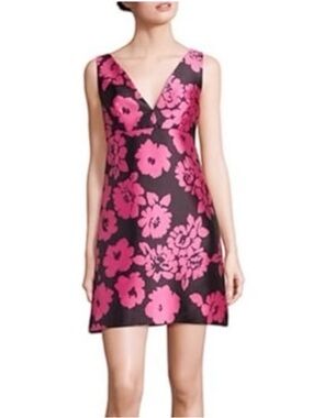 NWOT - Milly Pink and Black Floral Print Mini Shift Dress
